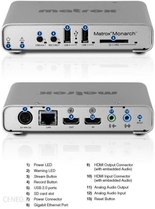Matrox Monarch HD Video Streaming and Recording Appliance / MHD/I - 1920 x 1080 pixels - 142 mm - 112 mm - 31 mm - FCC B - CE B (MHDI) eBox24-8090514 фото