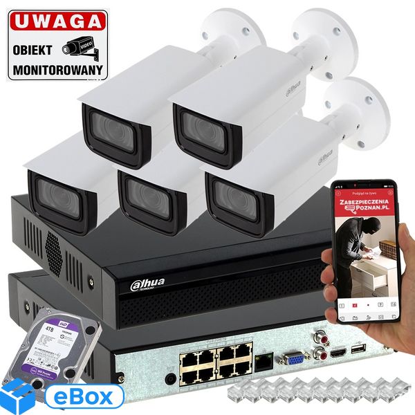 Dahua Zestaw do monitoringu 5 kamer 8MPx IPC-HFW2831T-ZAS-27135-S2 MotoZoo eBox24-94277339 фото