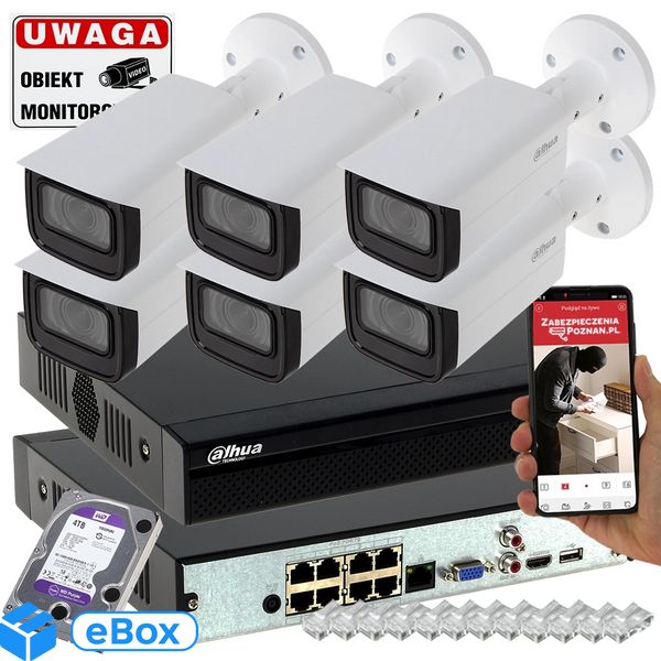 Dahua Zestaw do monitoringu 6 kamer 8MPx IPC-HFW2831T-ZAS-27135-S2 MotoZoo eBox24-94277341 фото