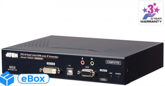 ATEN 2K DVI-D Dual-Link KVM over IP Transmitter with Dual SFP KE6920T-AX-G eBox24-8090479 фото