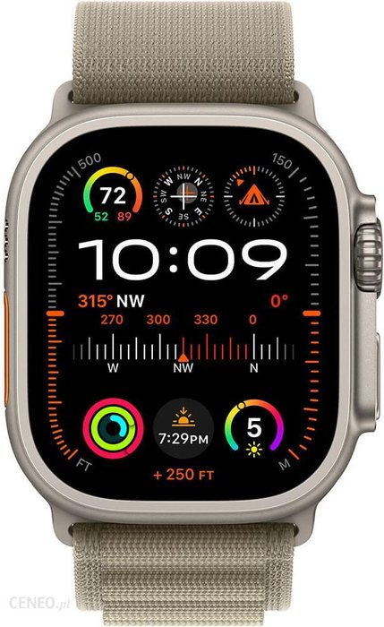 APPLE Watch Ultra 2 GPS + Cellular Koperta 49mm z tytanu w kolorze naturalnym z opaską alpine w kolorze moro (MREY3WBA) eBox24-8201582 фото
