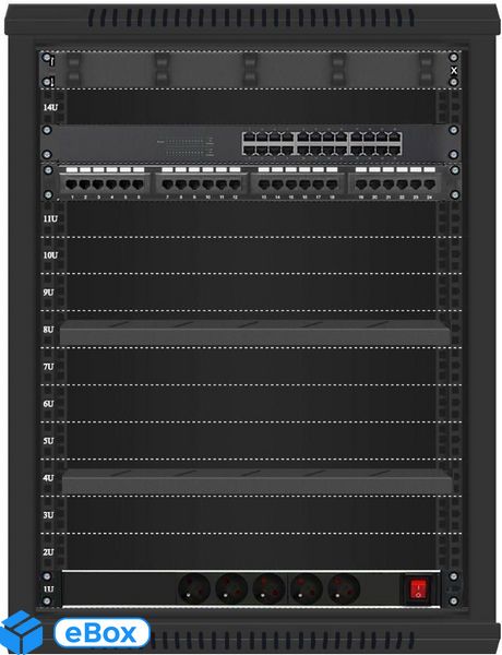 Install Media 24 Portowy Giga Zestaw Sieciowy 15U Szafa Rack 19 Zgs15-66-24B - (ZGS156624B) eBox24-8102419 фото