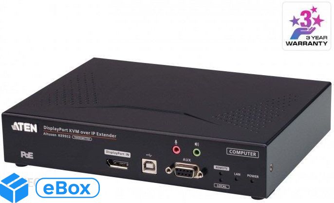 ATEN 4K DisplayPort Single Display KVM over IP Extender with PoE (Transmitter) KE9952T-AX eBox24-8090387 фото
