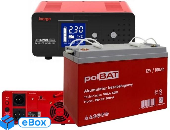 Komplet 12V 100Ah polBAT AGM i ultraSINUS 500D eBox24-8278888 фото