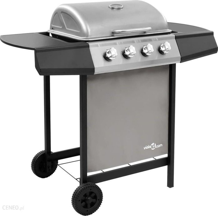 Vidaxl Grill gazowy z 4 palnikami czarno-srebrny