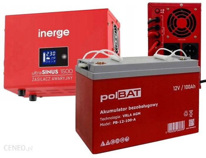 Komplet 12V 100Ah polBAT AGM i ultraSINUS 1500W eBox24-8278890 фото