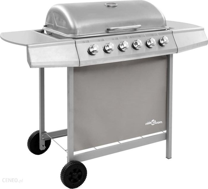 Vidaxl Grill gazowy z 6 palnikami srebrny