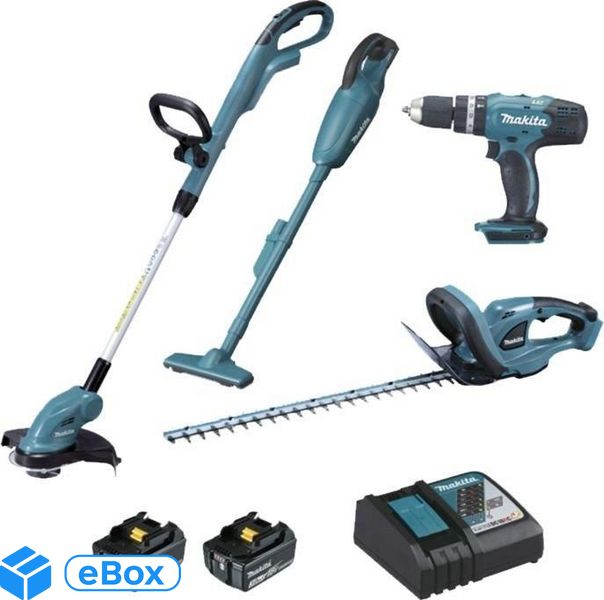 Makita Dhp453 + Kosa Dur181 + Nożyce Do Żywopłotu Duh523 + Dcl180 2X3,0Ah Dlx4093 eBox24-8225141 фото