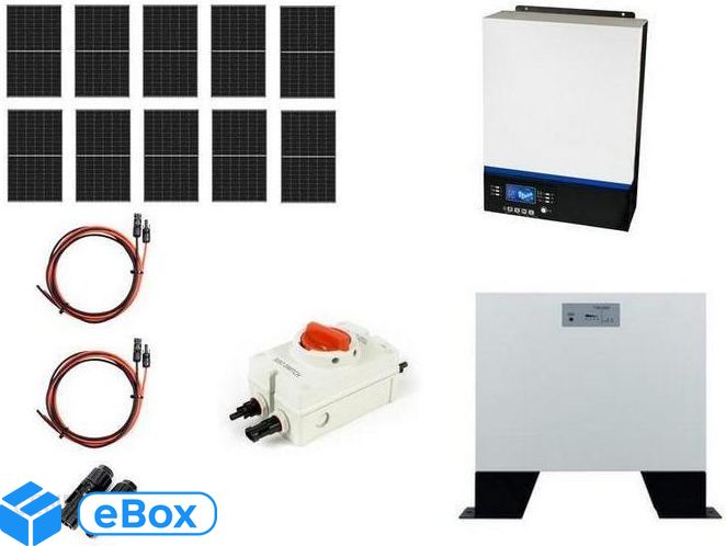 Hybrydowy zestaw solarny off-grid ESB-10kW-48 MPPT 10xPV Mono 5kWh eBox24-8274693 фото
