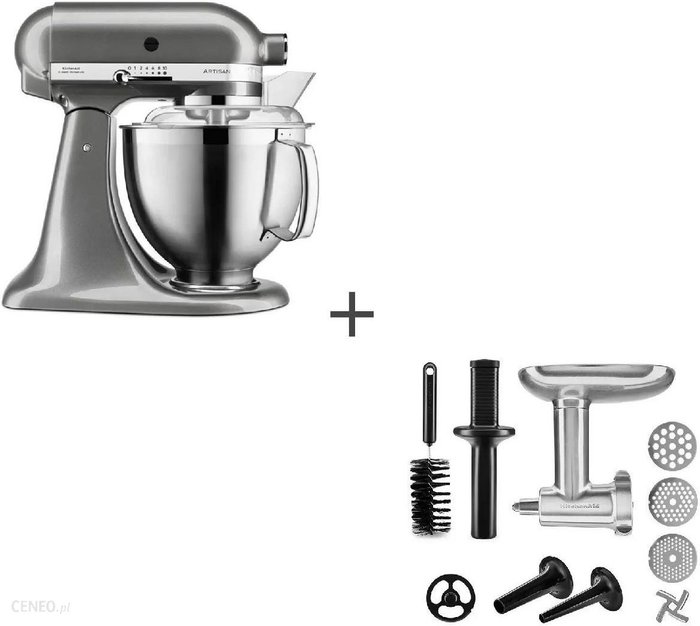 KitchenAid Artisan 5/185 Srebrzysty 5KSM185PSEMS+5KSMMGA