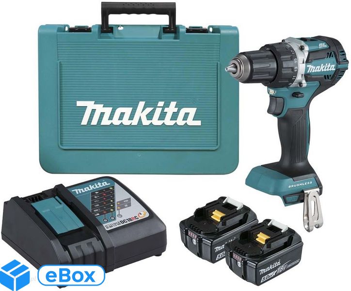 Makita DDF484RTE wiertarko-18V 2x5,0Ah Li-Ion 54/30Nm w walizce eBox24-8132344 фото