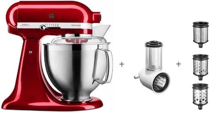 KitchenAid Artisan 5/185 Czerwony Karmelek 5KSM185PSECA+5KSMVSA+5KSMEMVSC