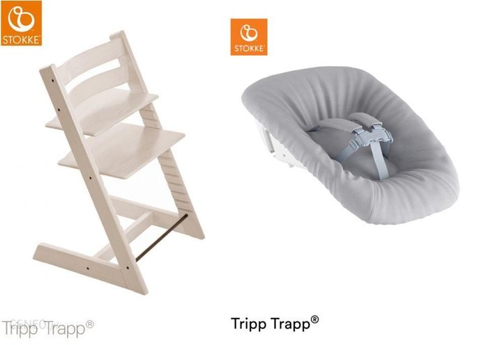Stokke, Tripp Trapp + Newborn Set - rosnące krzesełko do karmienia z zestawem dla noworodka-Whitewash eBox24-8232520 фото