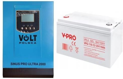 Volt Polska Inwerter Solarny Sinus Pro Ultra 2000 12/230V (1000/2000W) + Volt Gel Vpro Premium 12V 110Ah (3SSH100012+6AKUGEL110) eBox24-8073847 фото