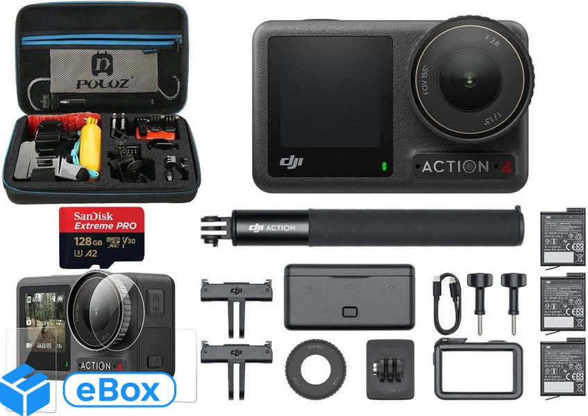 DJI Osmo Action 4 Adventure Combo + Akcesoria PULUZ + 128GB + Szkło eBox24-8035815 фото