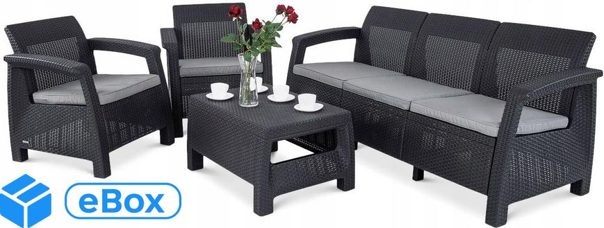 Keter Meble Ogrodowe Corfu Set 3 Graphite eBox24-8230755 фото