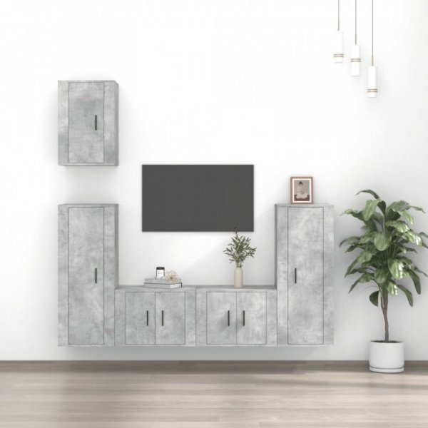 VidaXL 5-częściowy zestaw szafek telewizyjnych, szarość betonu eBox24-94270233 фото