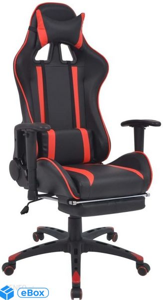 vidaXL Regulowane krzesło biurowe z podnóżkiem czerwone 20168 eBox24-8068758 фото