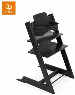 Stokke Tripp Trapp + zestaw Baby Set + tacka - rosnące krzesełko do karmienia z akcesoriami-Black-Black eBox24-8288594 фото