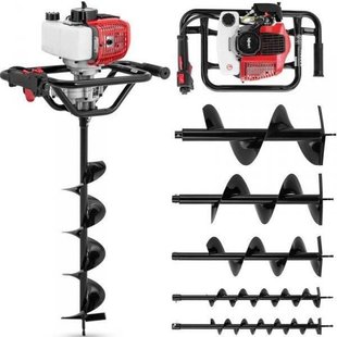Wiertnica do ziemi spalinowa - 1.6 kW - 6 wierteł i 2 przedłużki Hillvert 10090596 HT-EA-1000 eBox24-8129854 фото