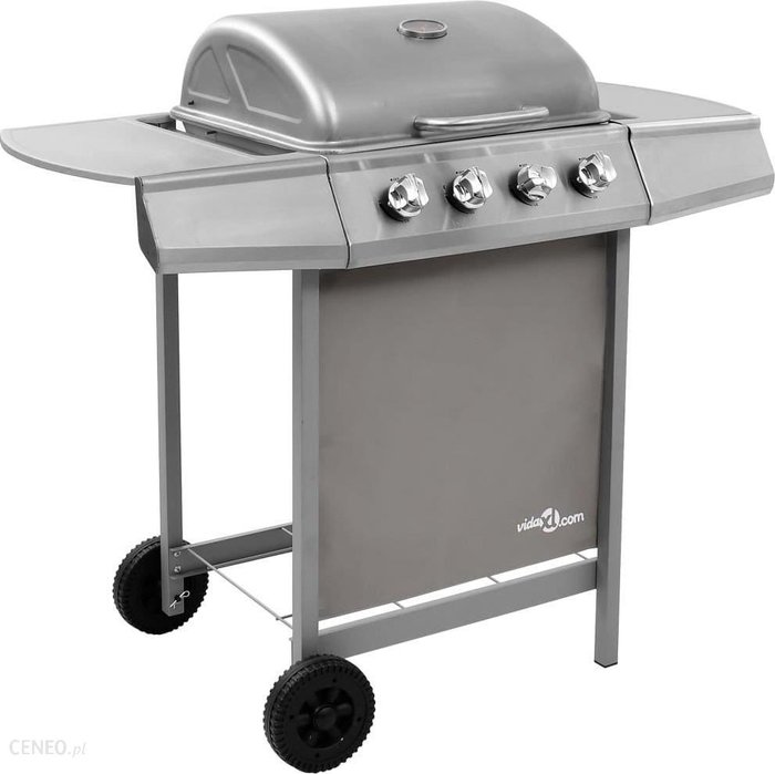 Vidaxl Grill gazowy z 4 palnikami srebrny