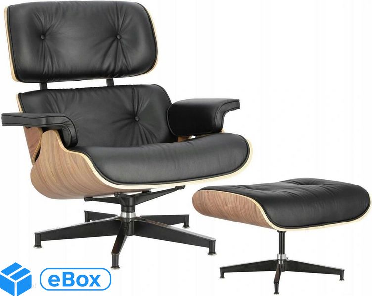D2.Design Fotel Vip Z Podnóżkiem Czarny Walnut Standard Bas eBox24-8069775 фото